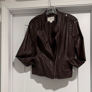 Women's Brown Faux Leather Jacket